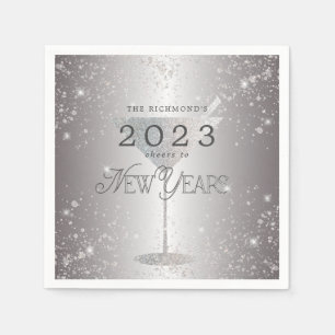Martini Silver Glitzer Silvester Party Serviette