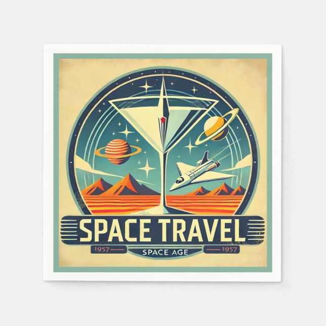 Martini Space Travel 1957 New World Logo Serviette (Vorderseite)