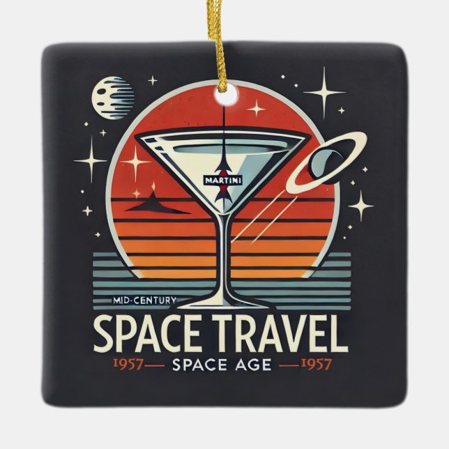 Martini Space Travel 1957 Space Age Logo Keramikornament (Vorderseite)