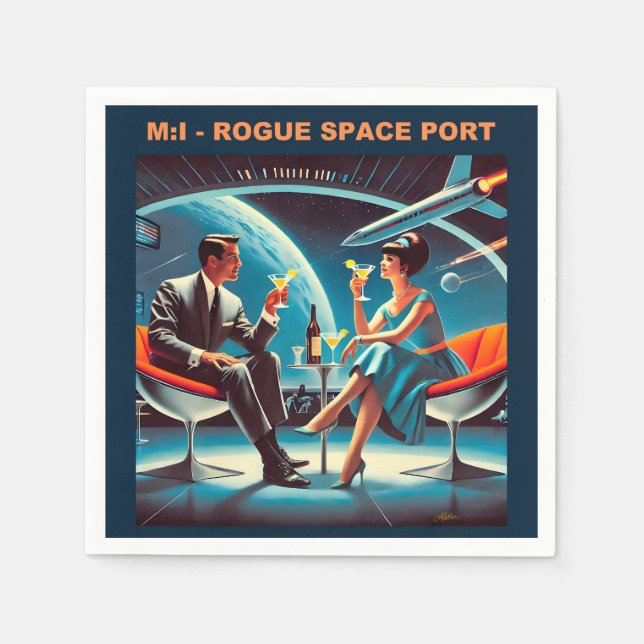 Martini Space Travel Poster Rogue Space Port Serviette (Vorderseite)