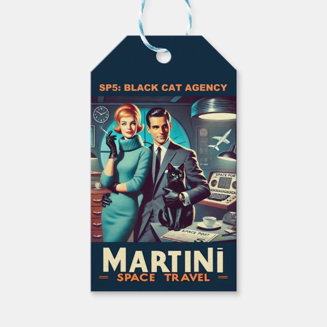 Martini Space Travel Poster SP5: Black Cat Agency Geschenkanhänger (Vorderseite)