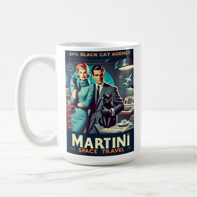 Martini Space Travel Poster SP5: Black Cat Agency Kaffeetasse (Links)