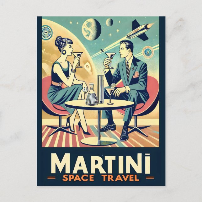 Martini Space Travel Posters Flight Crew Postkarte (Vorderseite)