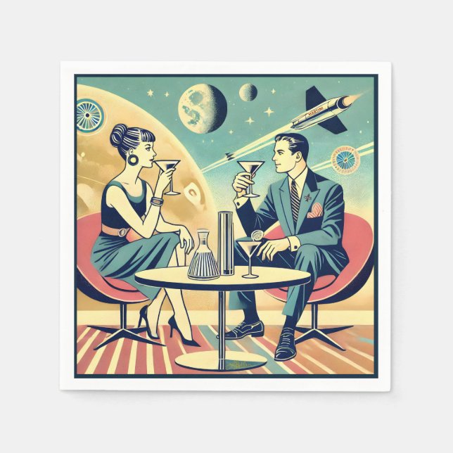 Martini Space Travel Posters Flight Crew Serviette (Vorderseite)