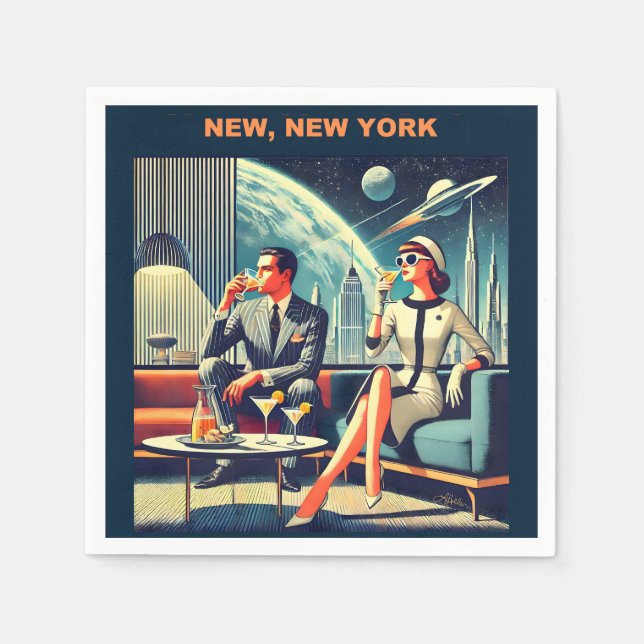 Martini Space Travel Posters New, New York Serviette (Vorderseite)