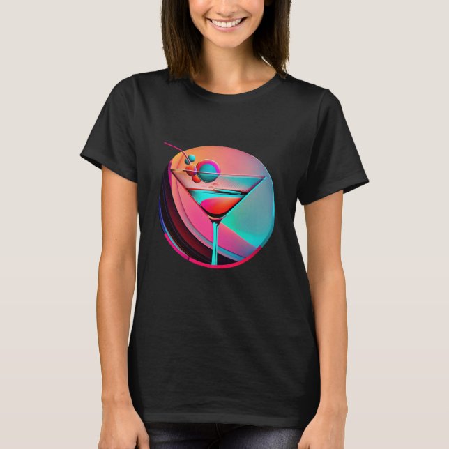 Martini Synthwave 80s Retrowave Aesthetic T-Shirt (Vorderseite)