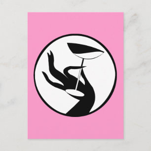 Martini Time High Fashion Art Deco Design Postkarte