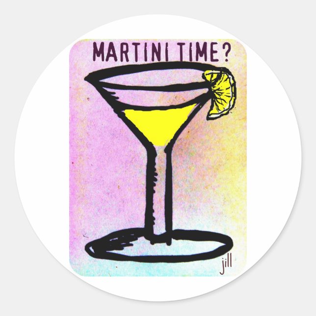 MARTINI TIME LEMON DROP PASTEL PRINT von Jill Runder Aufkleber (Vorderseite)
