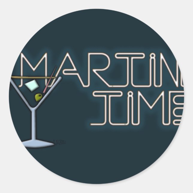 Martini Time Runder Aufkleber (Vorderseite)