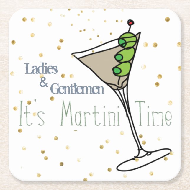 Martini-Uhr-Papier-Untersetzer Rechteckiger Pappuntersetzer (Vorderseite)