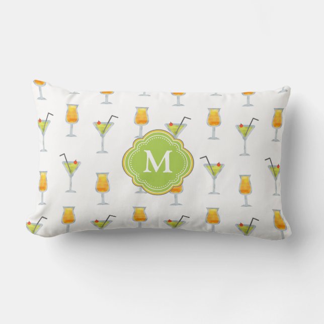 Martini und Cocktails Happy Hour mit Monogram Lendenkissen (Vorderseite)