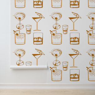 Martini und Cocktails Tan und Beige Vintage Farben Tapete