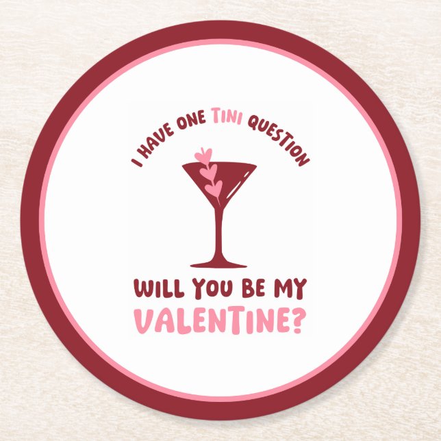  Martini Valentine Chic & Trendy Galentines Day Runder Pappuntersetzer (Vorderseite)