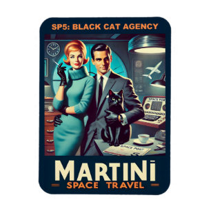 Martini Weltraum-Reiseplakat SP5: Black Cat Agency Magnet