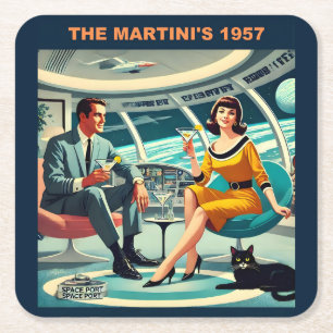 Martini Weltraum-Reiseplakate Die Martini's 1957 Rechteckiger Pappuntersetzer