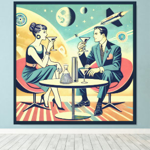 Martini Weltraum-Reiseplakate Flugpersonal Leinwanddruck