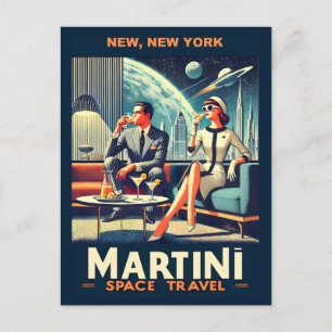 Martini Weltraum-Reiseplakate Neu, New York Postkarte