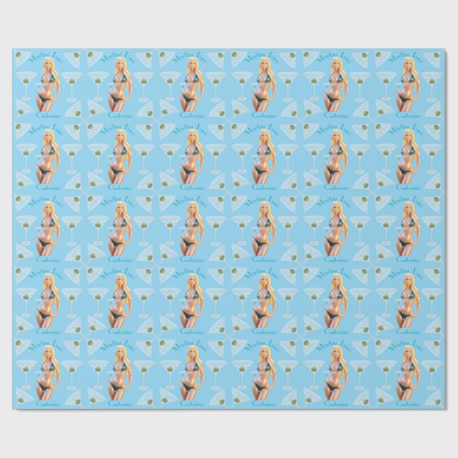 Martini-Zeit Bikini-Babe Thunder_Cove  Geschenkpapier (Flach)