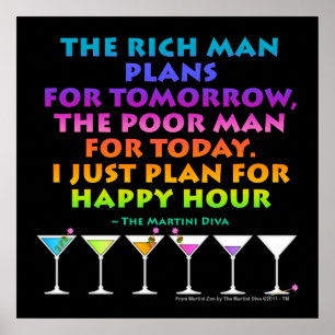 MARTINI ZEN - Plan für Happy Hour Poster, Druck Poster