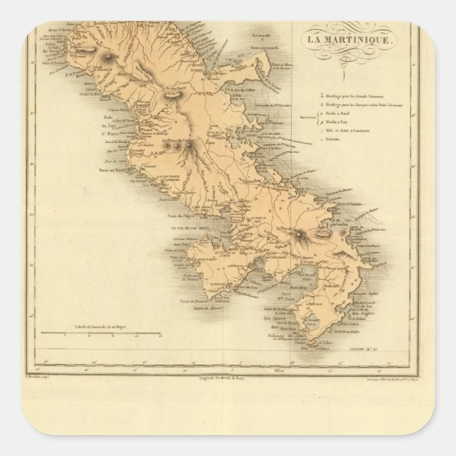 Martinique Quadratischer Aufkleber (Vorderseite)