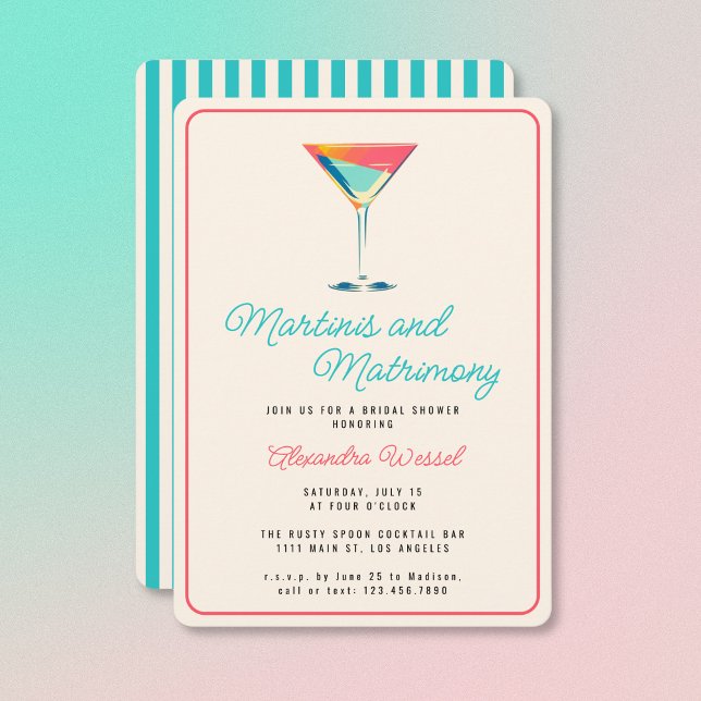 Martinis and Matrimony Cocktails Brautparty Einladung (Von Creator hochgeladen)