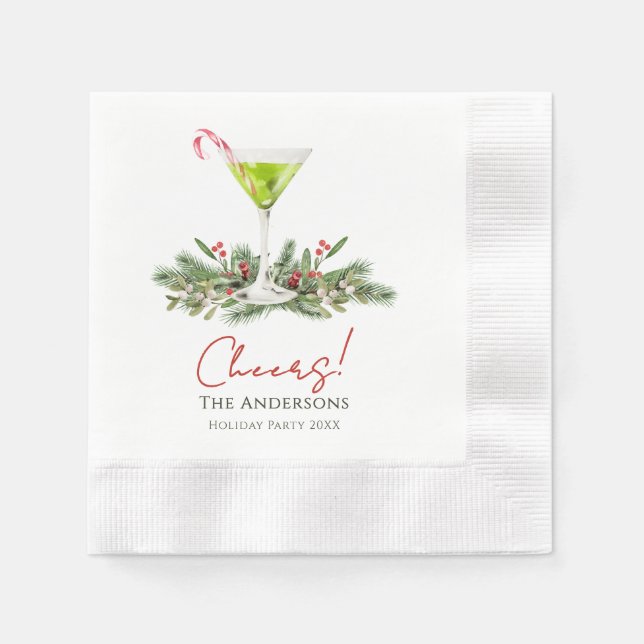 Martinis and Mistletoe Cheers Holiday Party  Serviette (Vorderseite)