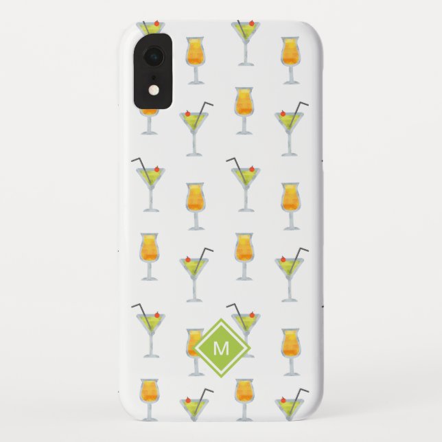 Martinis und Cocktails Trinkmuster mit Monogramm Case-Mate iPhone Hülle (Rückseite)