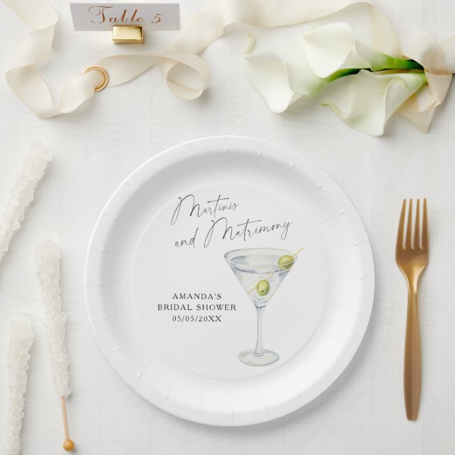 Martinis und Matrimony Brautparty Pappteller (Hochzeit)