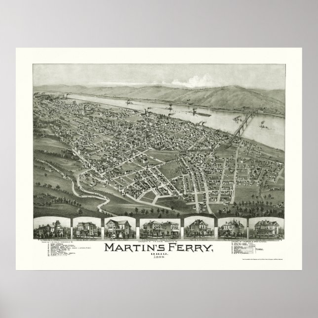 Martin's Ferry, OH Panorama Karte - 1899 Poster (Vorne)
