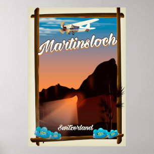 Martinsloch Schweiz Reiseplakat Poster