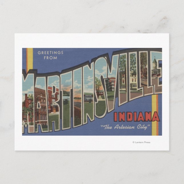 Martinsville, Indiana - Große Buchstabenszenen Postkarte (Vorderseite)