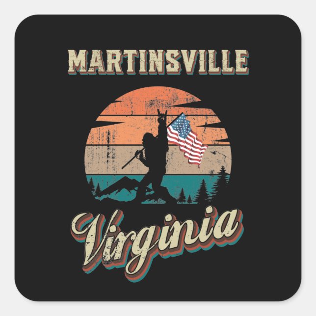 Martinsville Virginia Quadratischer Aufkleber (Vorderseite)