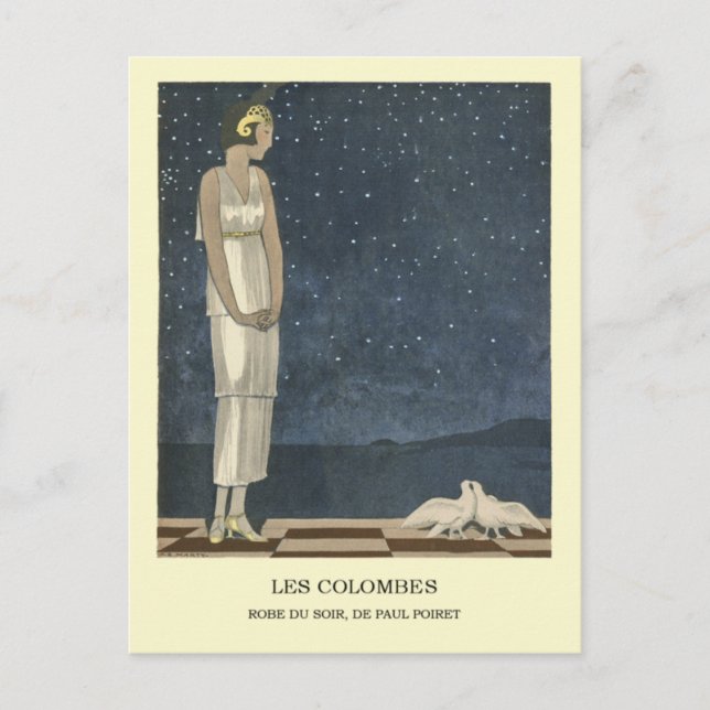 Marty the Doves Art Deco Mode Illustration Postkarte (Vorderseite)