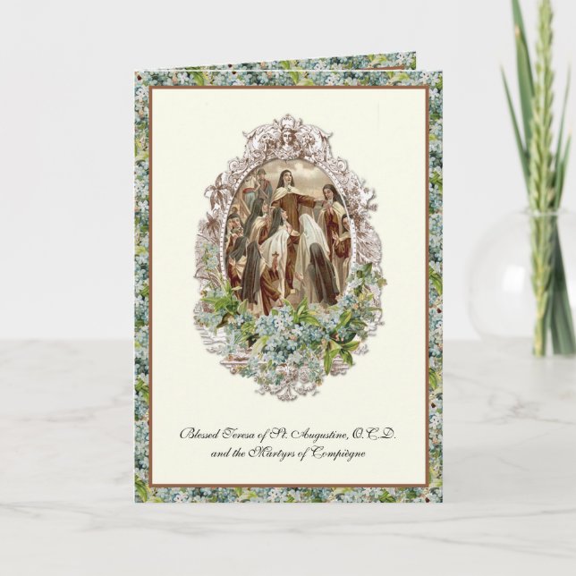 Märtyrer von Compiègne Carmelites Religious Floral Karte (Vorderseite)