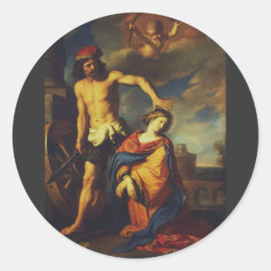 Märtyrertod der heiligen Katharina Sakrale Kunstsa Runder Aufkleber