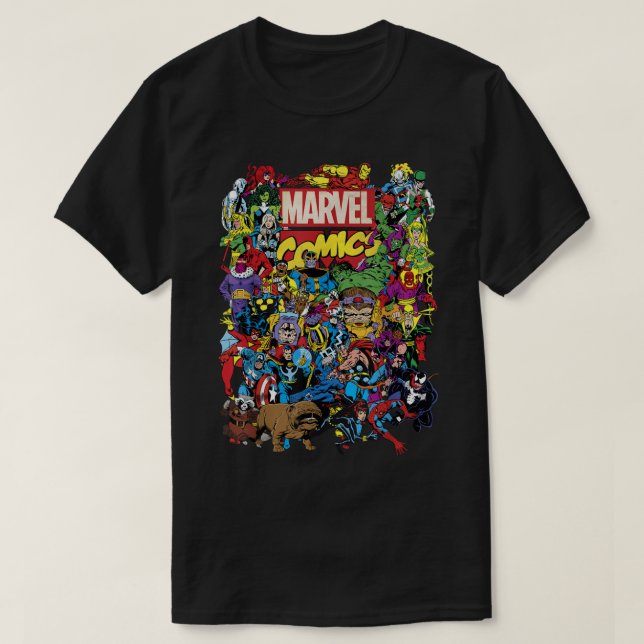 Marvel Comics Heroes Group Shot Graphic T-Shirt (Design devant)
