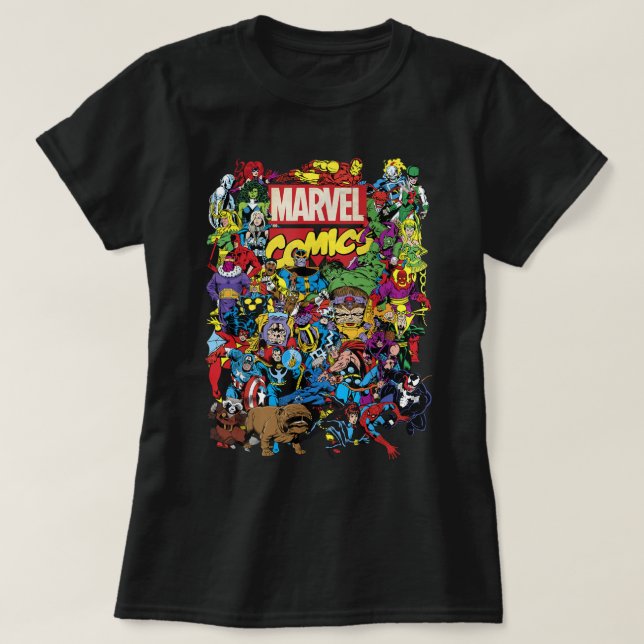 Marvel Comics Heroes Group Shot Graphic T-Shirt (Design devant)