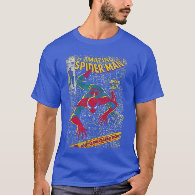 Marvel SpiderMan Comic Book Anniversary Short Slee T-Shirt (Vorderseite)