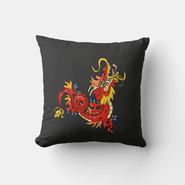 Marvelous Red Oriental Dragon Kissen (Vorderseite)