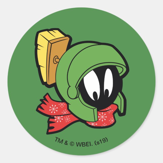 MARVIN MARTIAN™ "Outta This World" Urlaub Runder Aufkleber (Vorderseite)