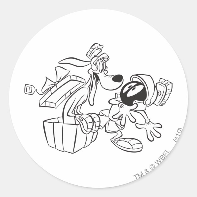 MARVIN THE MARTIAN™ and K-9 Gift Überraschung Runder Aufkleber (Vorderseite)