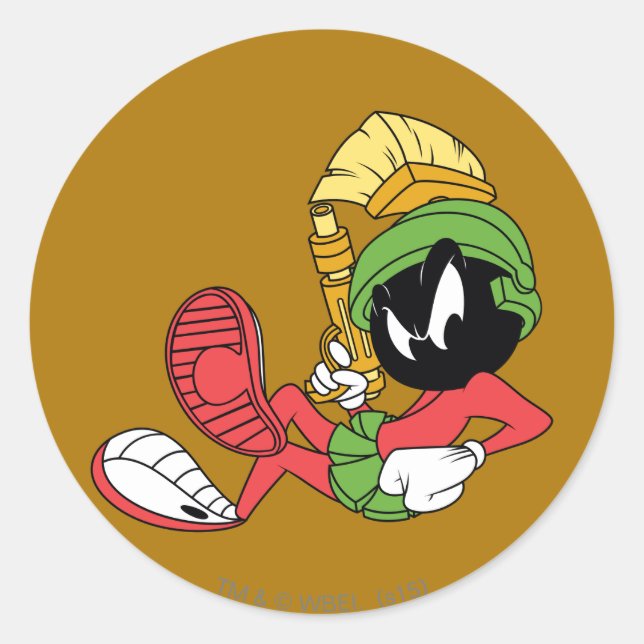 MARVIN THE MARTIAN™ Reclining with Laser Runder Aufkleber (Vorderseite)