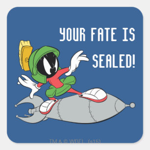 MARVIN THE MARTIAN™ Reitende Rakete Quadratischer Aufkleber