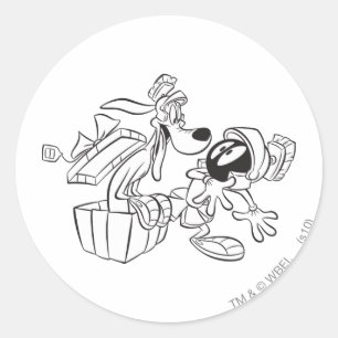 MARVIN THE MARTIAN™ und K-9 Geschenk-Überraschung Runder Aufkleber