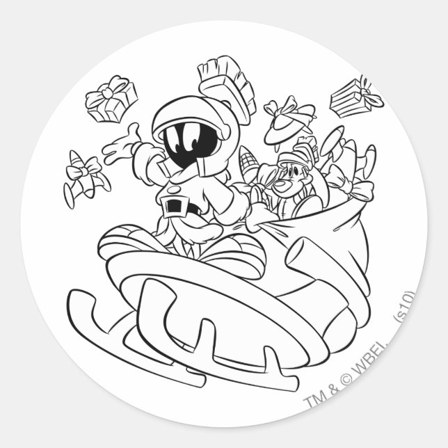 MARVIN THE MARTIAN™ with Toys Runder Aufkleber (Vorderseite)