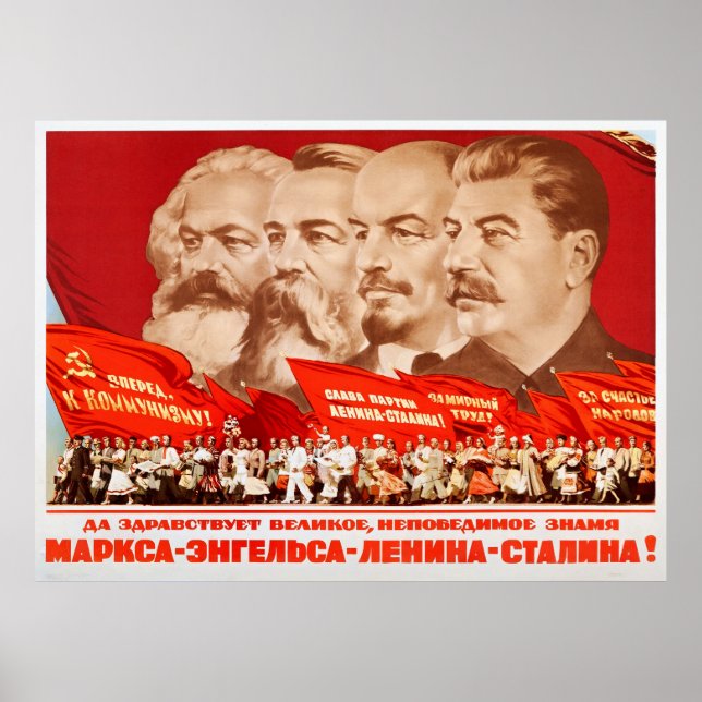 Marx, Engels, Lenin und Stalin, 1953 Propaganda Poster (Vorne)