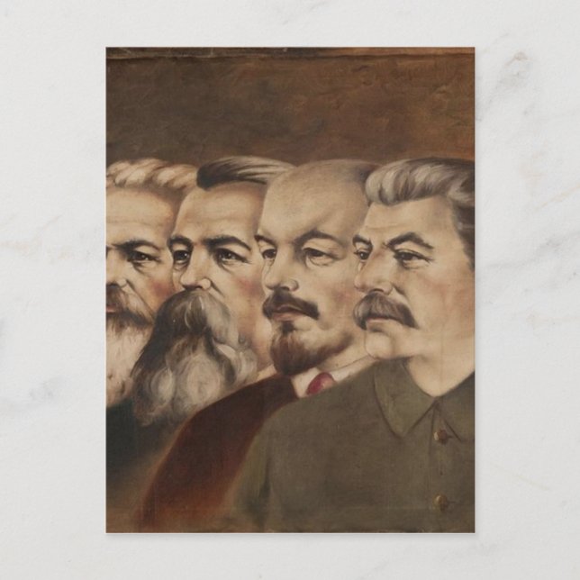 Marx, Engels, Lenin und Stalin Postkarte (Vorderseite)