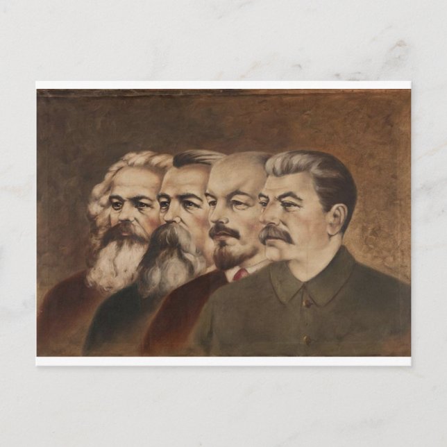 Marx, Engels, Lenin und Stalin Postkarte (Vorderseite)