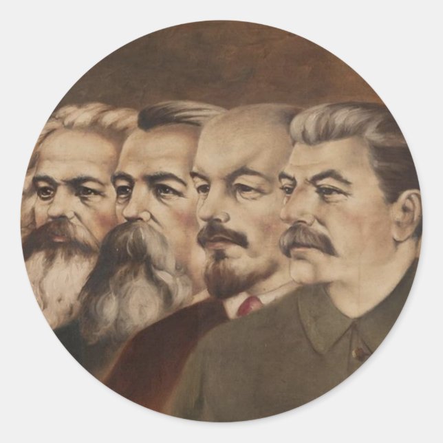 Marx, Engels, Lenin und Stalin Runder Aufkleber (Vorderseite)