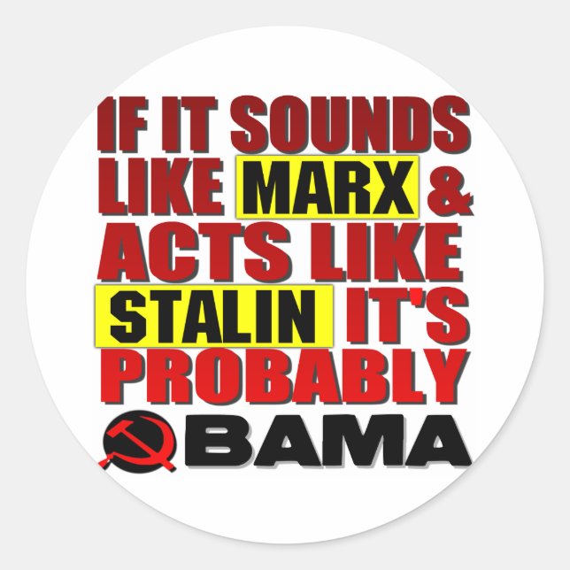 Marx, Stalin? Obama! Runder Aufkleber (Vorderseite)